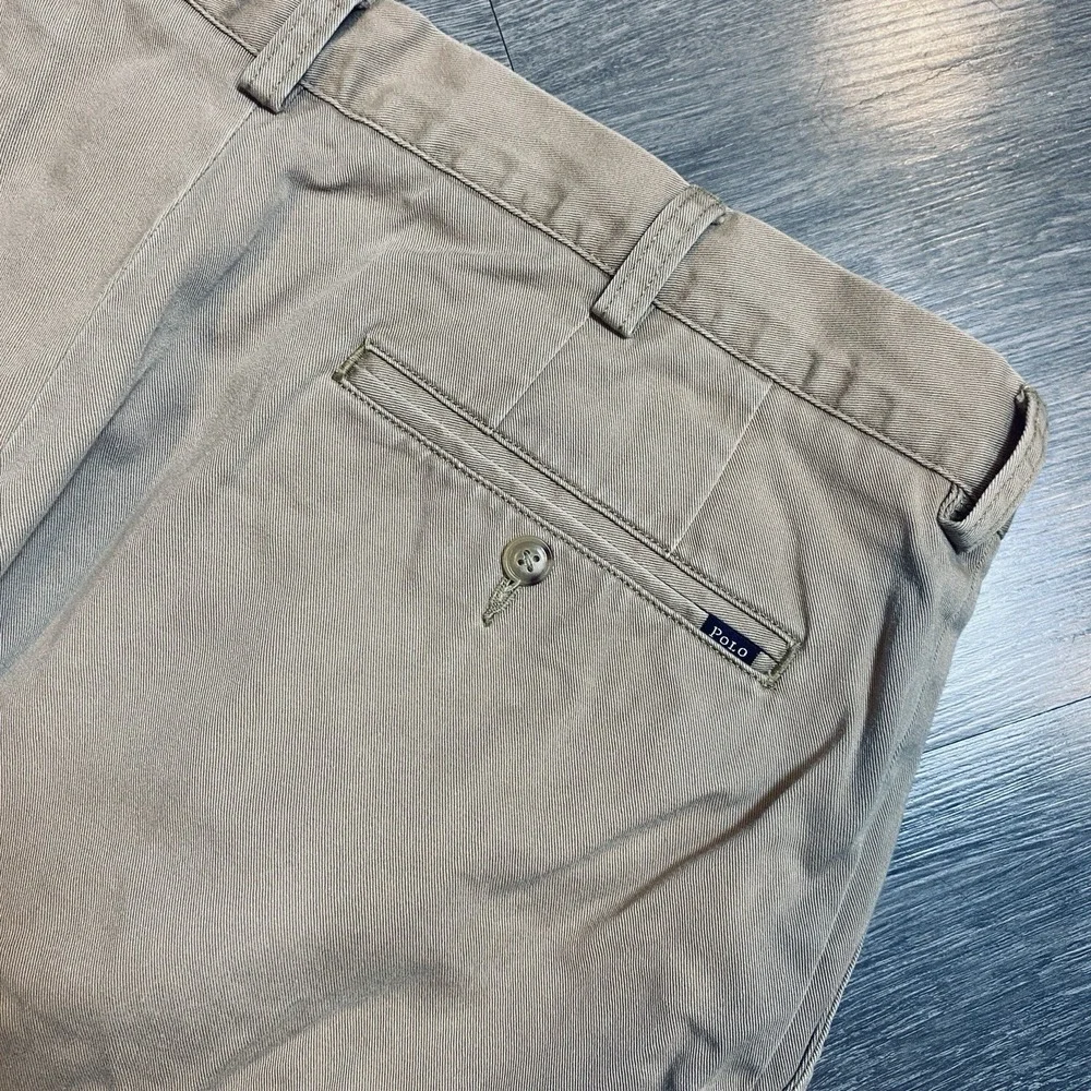 Polo Ralph Lauren Mens Khaki Chino Shorts Tan Cotton Size 36 Flat Front Classic